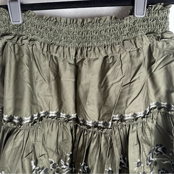 Kate Spade Olive Hue Green Black/White Embroidered Floral Poplin Skirt NWT M - Picture 11 of 15